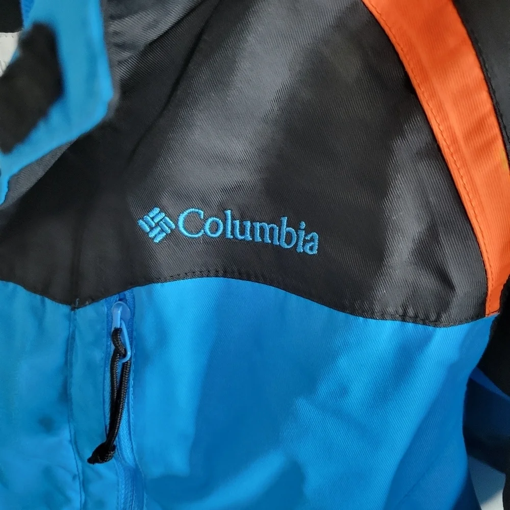 Boy's Columbia Omni-Tech Black and Blue Jacket w Orange Highlights, Size M 10-12